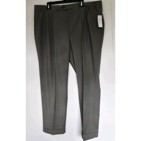 Lauren Ralph Lauren Pants Mens 42x30 Neil Dress Brown Pleated Houndstooth NWT - Picture 1 of 7